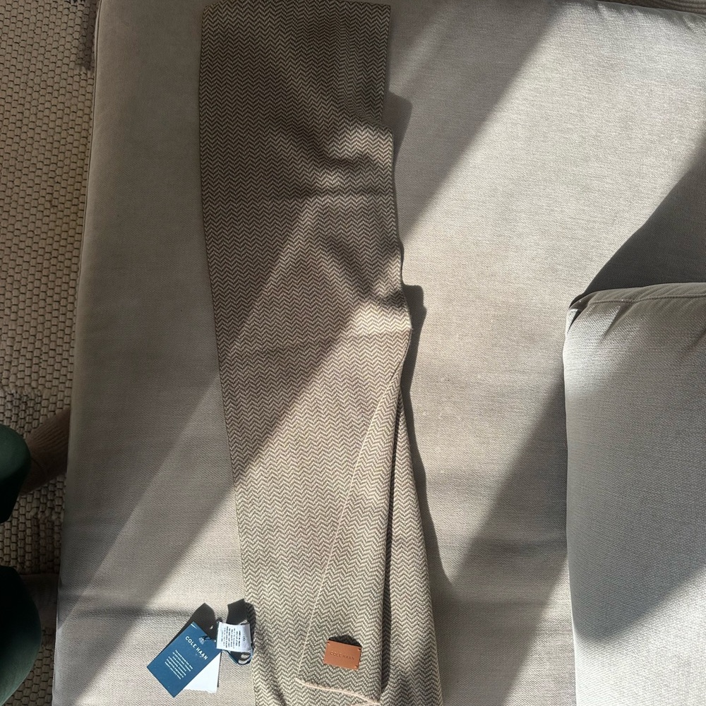 Cole Haan Tan Herringbone Scarf - NWT